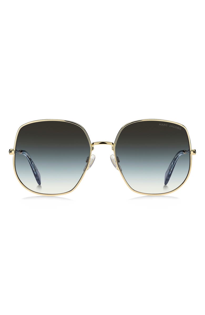 Marc Jacobs 59mm Gradient Square Sunglasses, Main, color, Gold Blue/ Grey Green