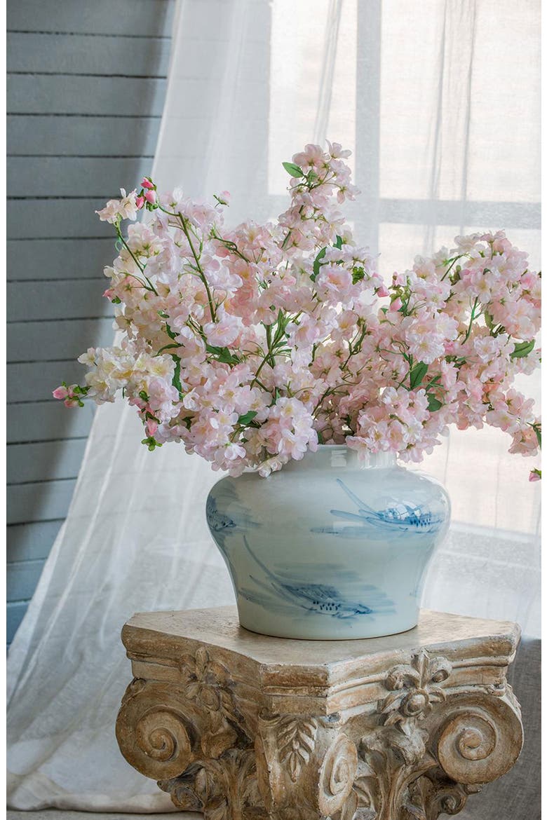 Koi Porcelain Lidded Jar, Alternate, color, WHITE