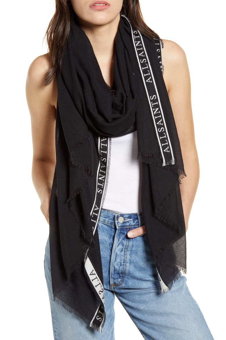 Woven Modal & Cotton Scarf, Main, color, BLACK