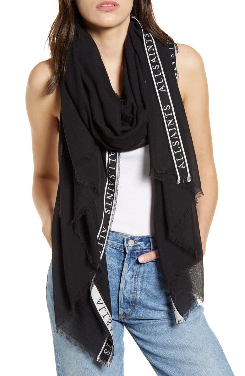 AllSaints Woven Modal & Cotton Scarf, Main, color, 