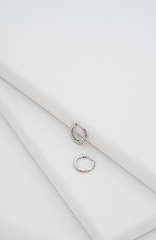 Ted Baker Heplie Pavé Hoop Earrings In Silver Tone/rainbow Crystal