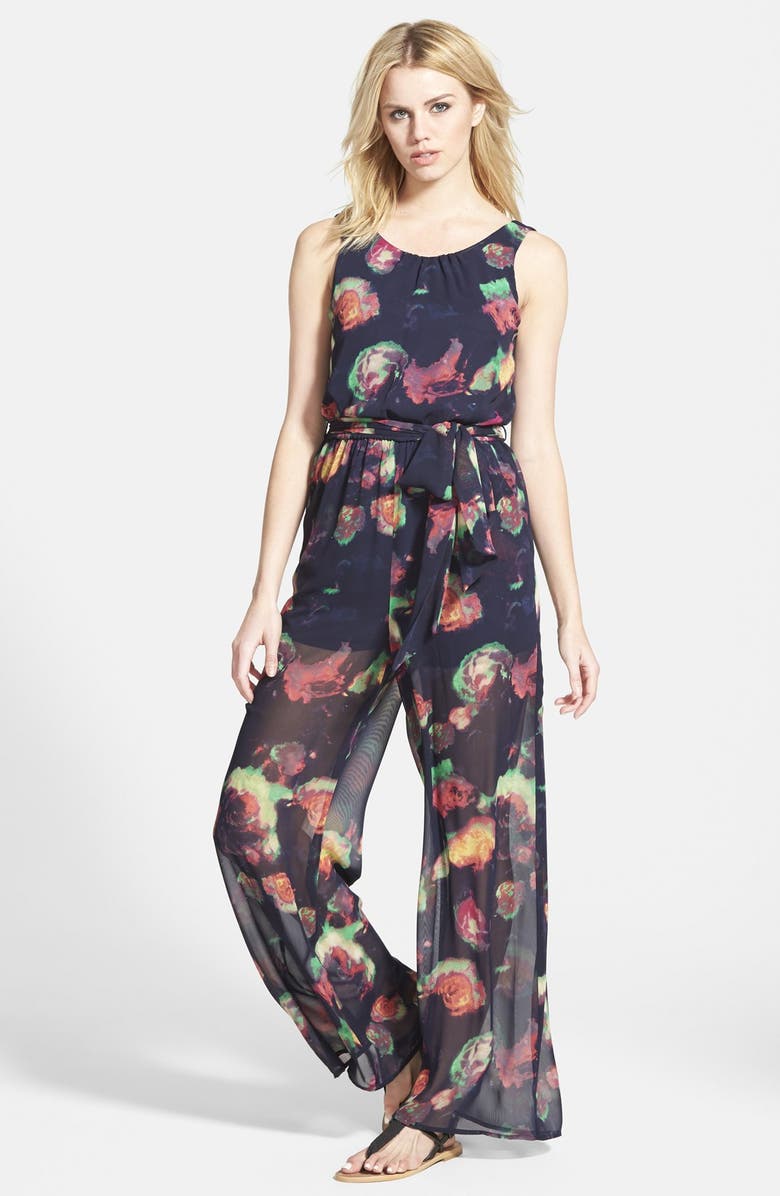 ASTR the Label ASTR Tie Waist Wide Leg Jumpsuit, Main, color, 