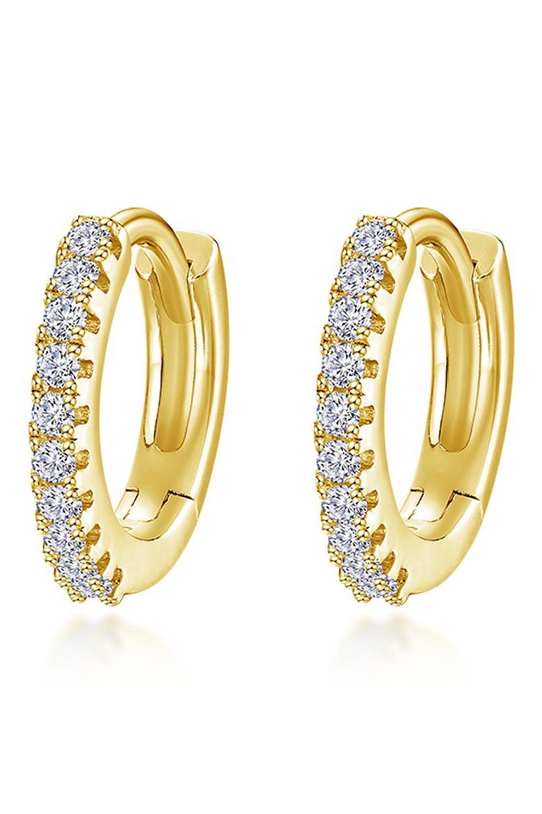 Pavé Simulated Diamond Huggie Hoop Earrings, Main, color, GOLD