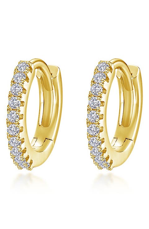 Pavé Simulated Diamond Huggie Hoop Earrings