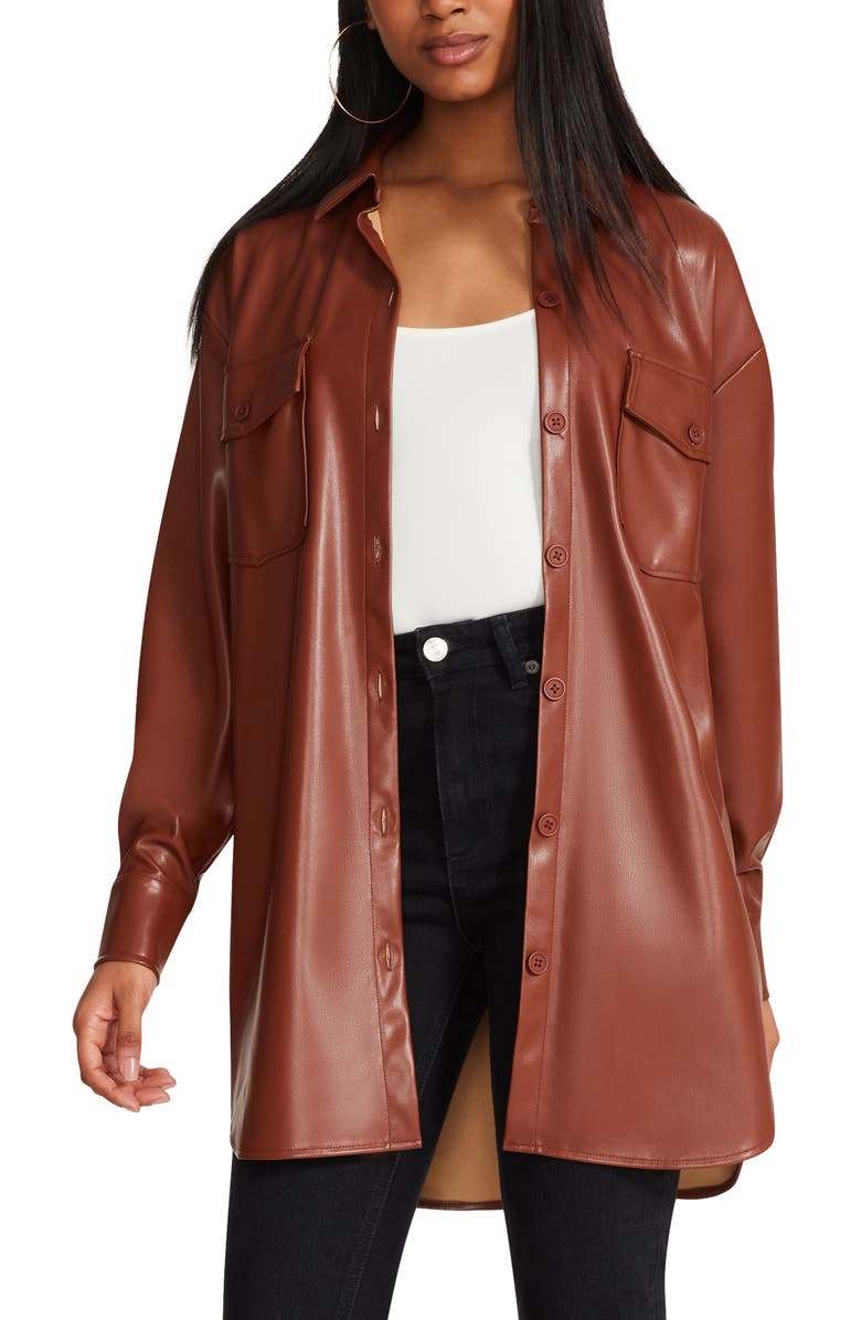BB Dakota by Steve Madden Laid Back Layers Faux Leather Shacket, Alternate, color, 