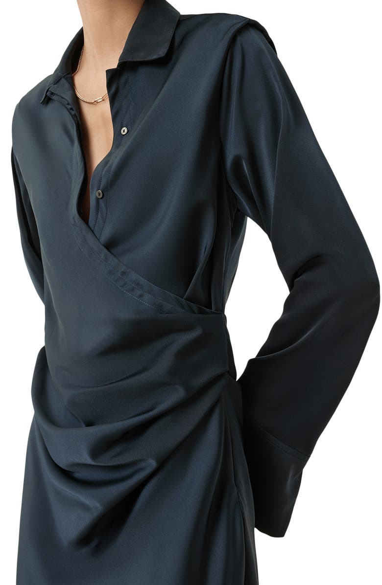 AllSaints Tira Long Sleeve Mini Shirtdress, Alternate, color, Collegiate Blue