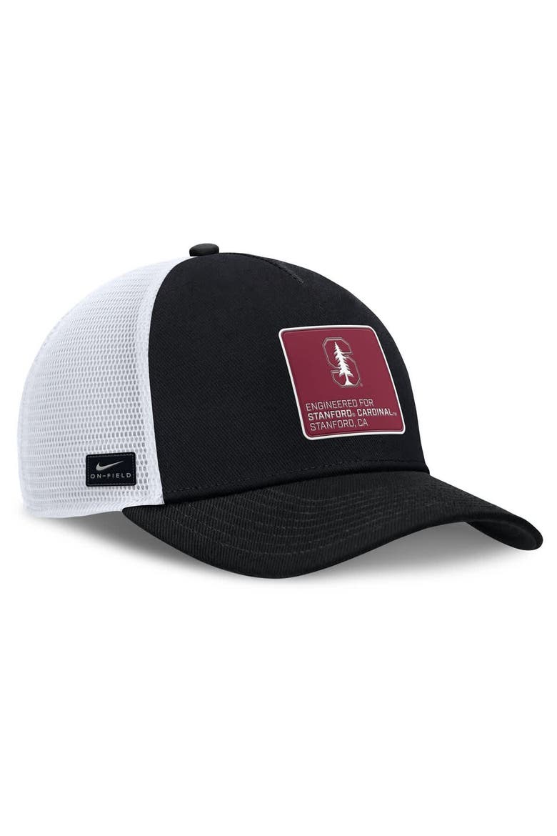 Men's Nike  Black/White Stanford Cardinal 2025 On-Field Rise Engineered Trucker Adjustable Hat, Alternate, color, Black