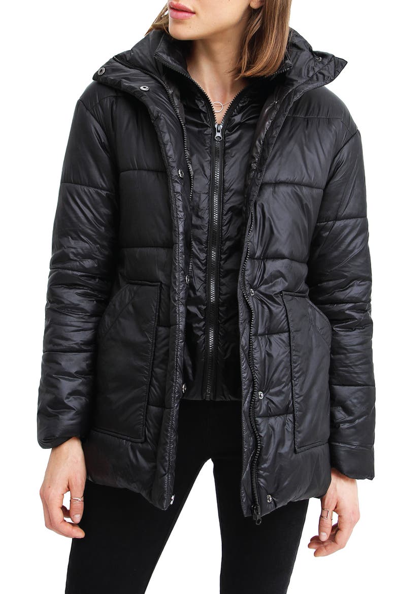 Moonrise Belted Puffer Jacket, Alternate, color, BLACK