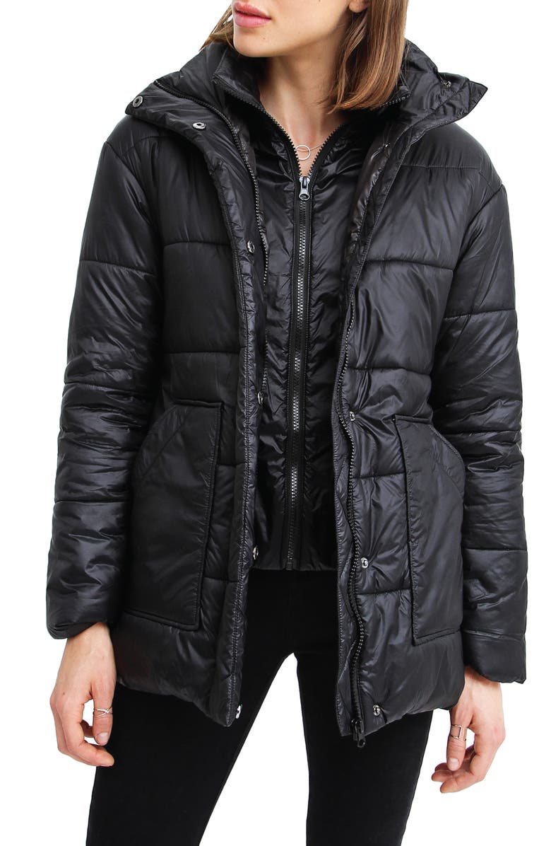 Belle & Bloom Moonrise Belted Puffer Jacket, Alternate, color, Black
