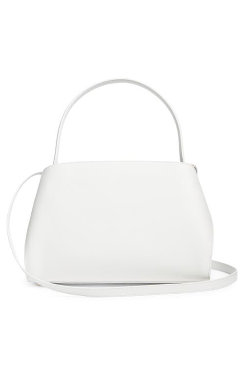 Shop Ferragamo Small Hug Leather Top Handle Bag In Optic White/concrete