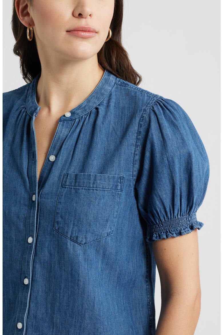 Chambray Button-Up Shirt, Alternate, color, DARK WASH