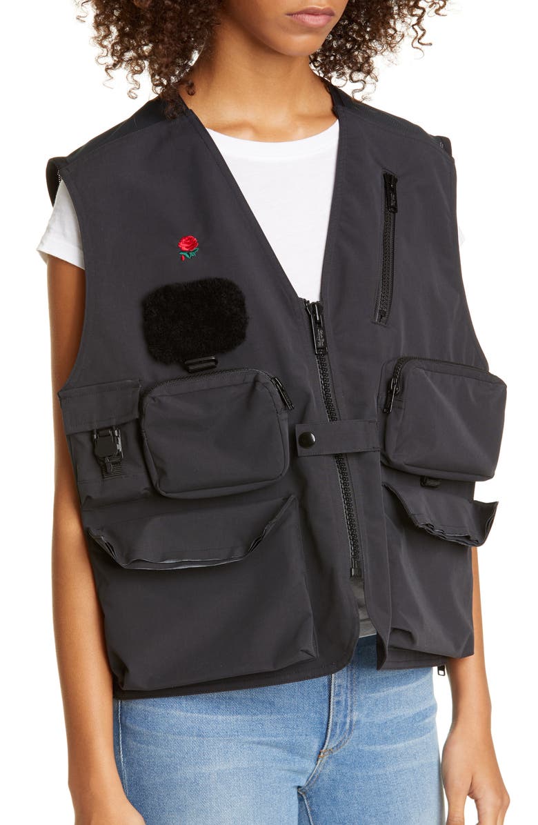 Undercover Bleeding Rose Nylon Utility Vest, Alternate, color, 