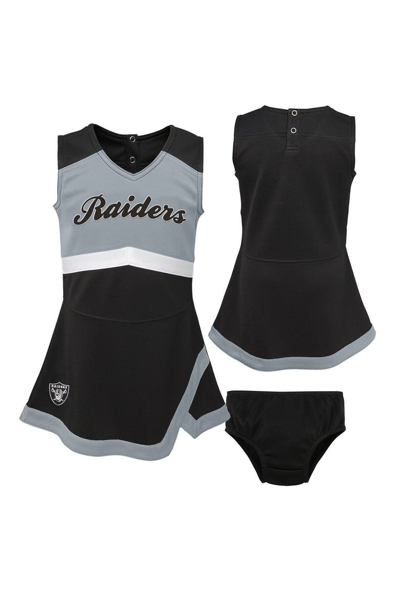 Girls Toddler Black Las Vegas Raiders Cheer Captain Dress with Bloomers, Main, color, Black