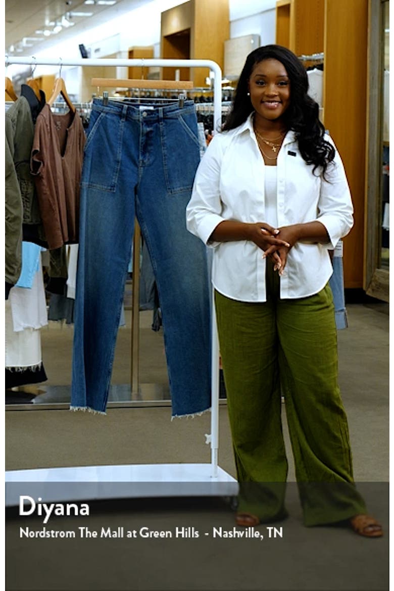 Penny High Waist Raw Hem Wide Leg Utility Jeans video