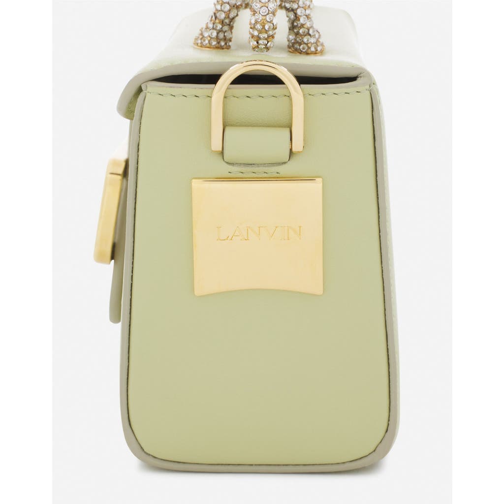 Lanvin Nano Pencil Cat Bag In Leather And Rhinestones In Almond-vanilla