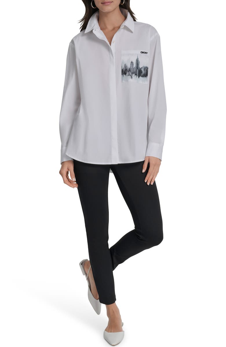 DKNY Skyline Pocket Oversize Long Sleeve Button-Up Shirt, Alternate, color, 