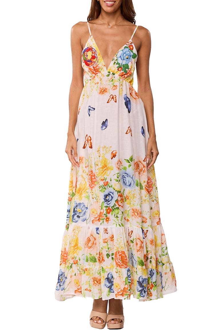 Floral Maxi Dress, Main, color, WHITE