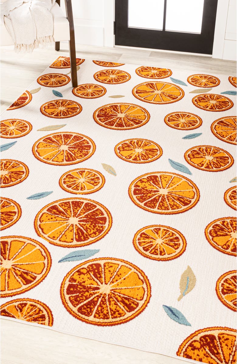 JONATHAN Y Aranciata Citrus Slice High-Low Indoor/Outdoor Area Rug, Alternate, color, Orange/Cream