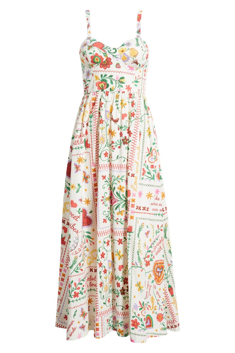 Floral Cotton Midi Sundress, Alternate, color, OFF WHITE MULTI
