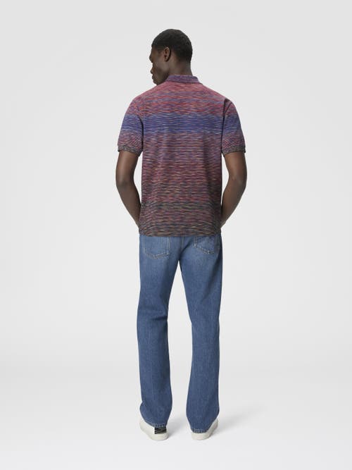 Missoni Short Sleeve Polo With Flame Knit In Multi