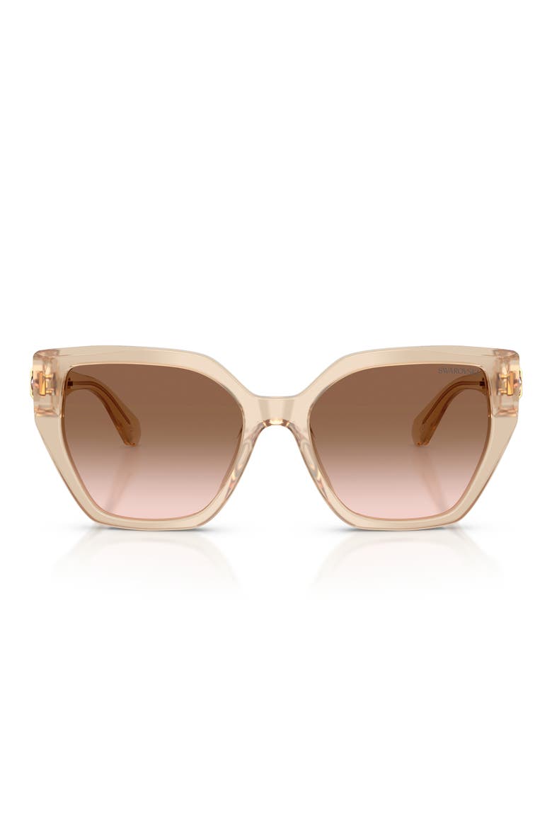 56mm Gradient Irregular Sunglasses, Main, color, MILKY BEIGE / GRADIENT BORWN
