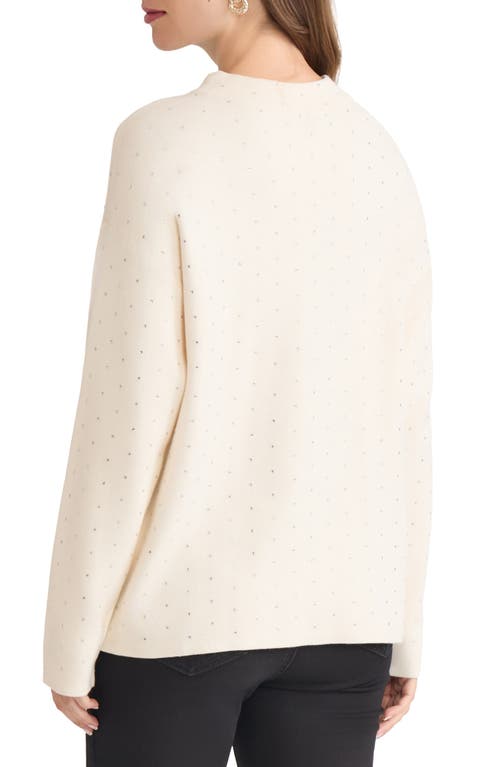 Jones New York Rhinestone Mock Neck Sweater In Neutral