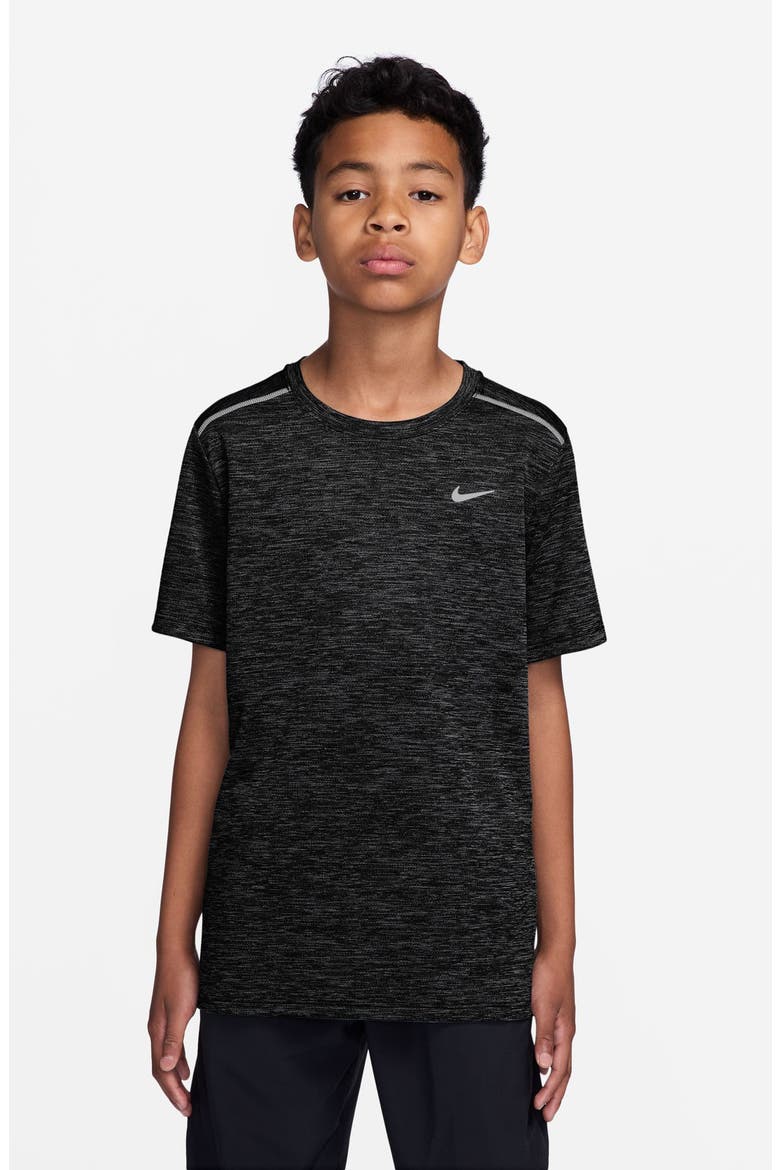 Kids' Miler Dri-FIT Running T-Shirt, Main, color, BLACK/ REFLECTIVE SILVER