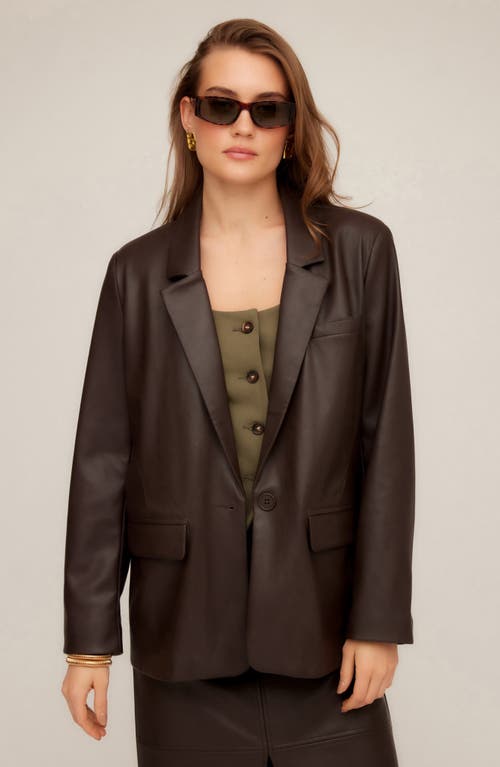 Fifteen Twenty Regan Faux Leather Blazer In Brown