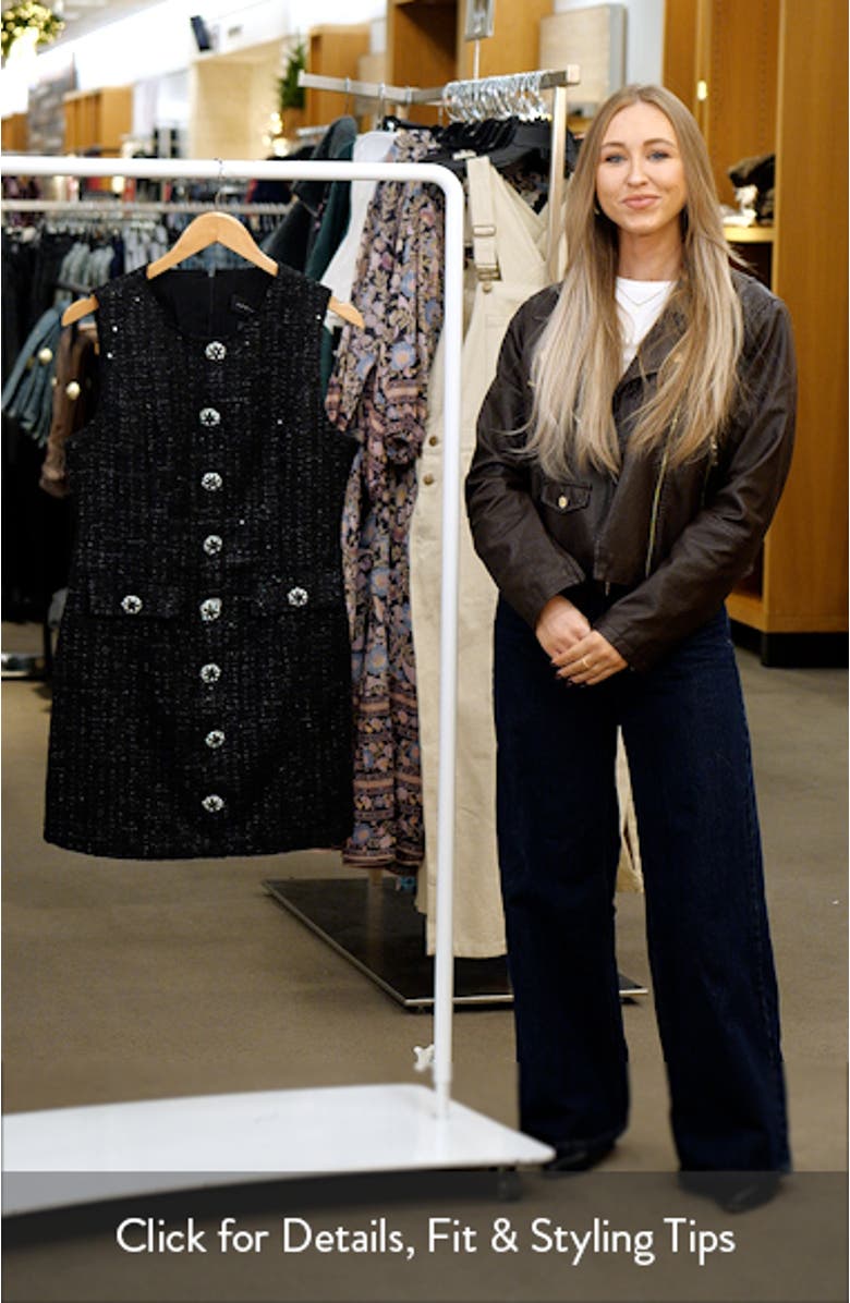 Sequin Jewel Button Tweed Minidress, sales video thumbnail