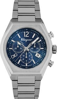 FERRAGAMO Tonneau Chronograph Bracelet Watch, 42mm