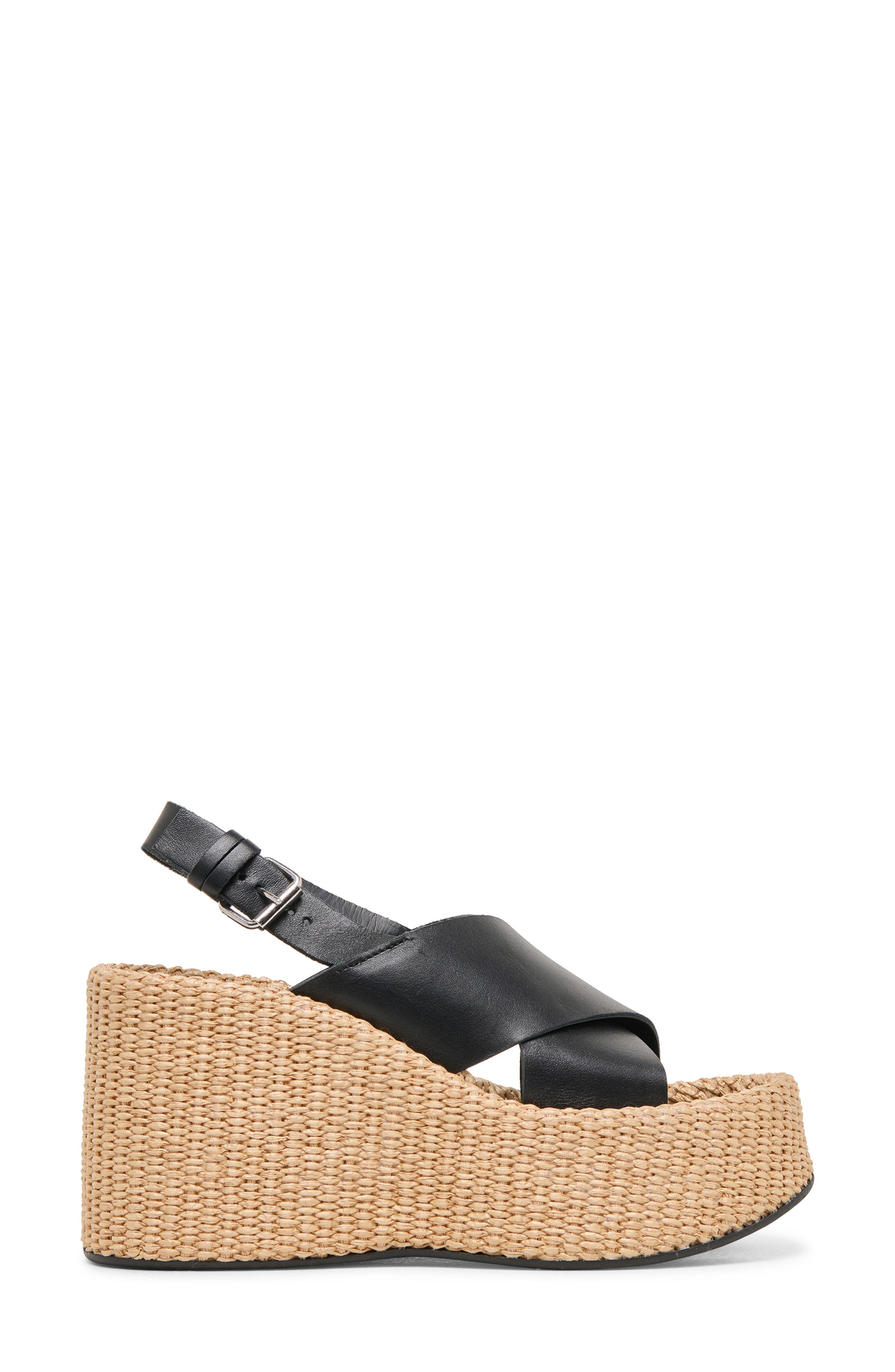 Dolce Vita Skylar Slingback Platform Wedge Sandal, Alternate, color, Black Leather