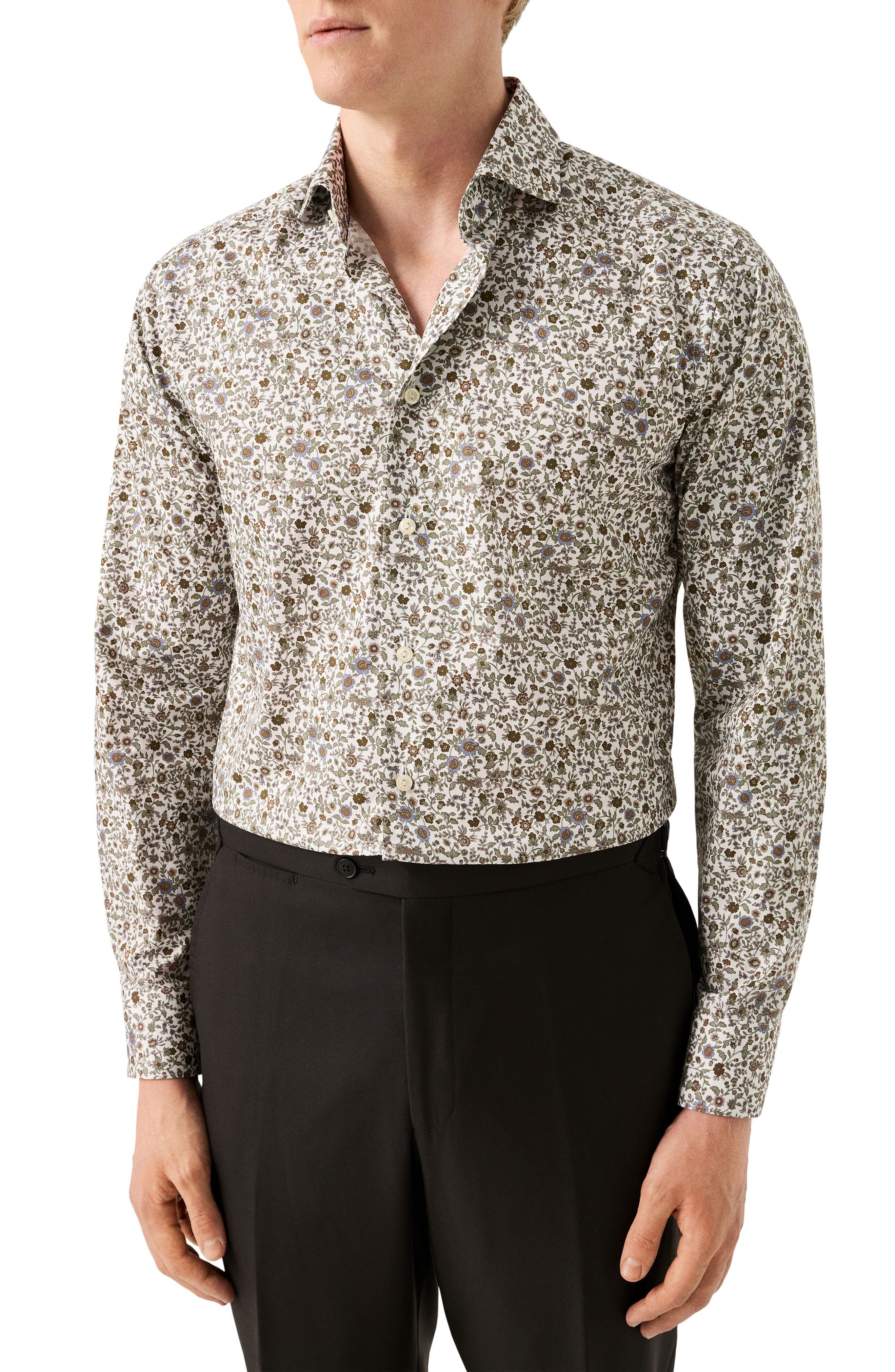 Eton Slim Fit Floral Cotton Dress Shirt