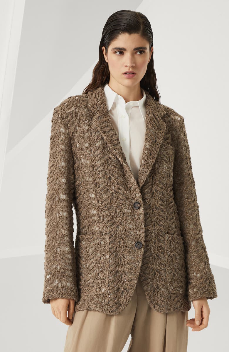 Brunello Cucinelli Foliage Lace blazer, Alternate, color, 