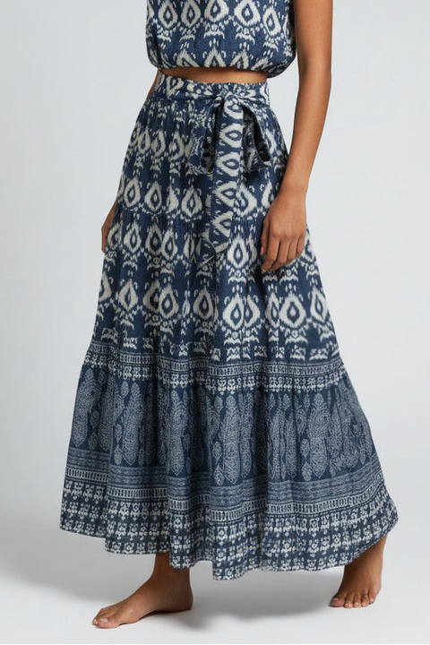 Jenni Tiered Belted Smock Waist Skirt