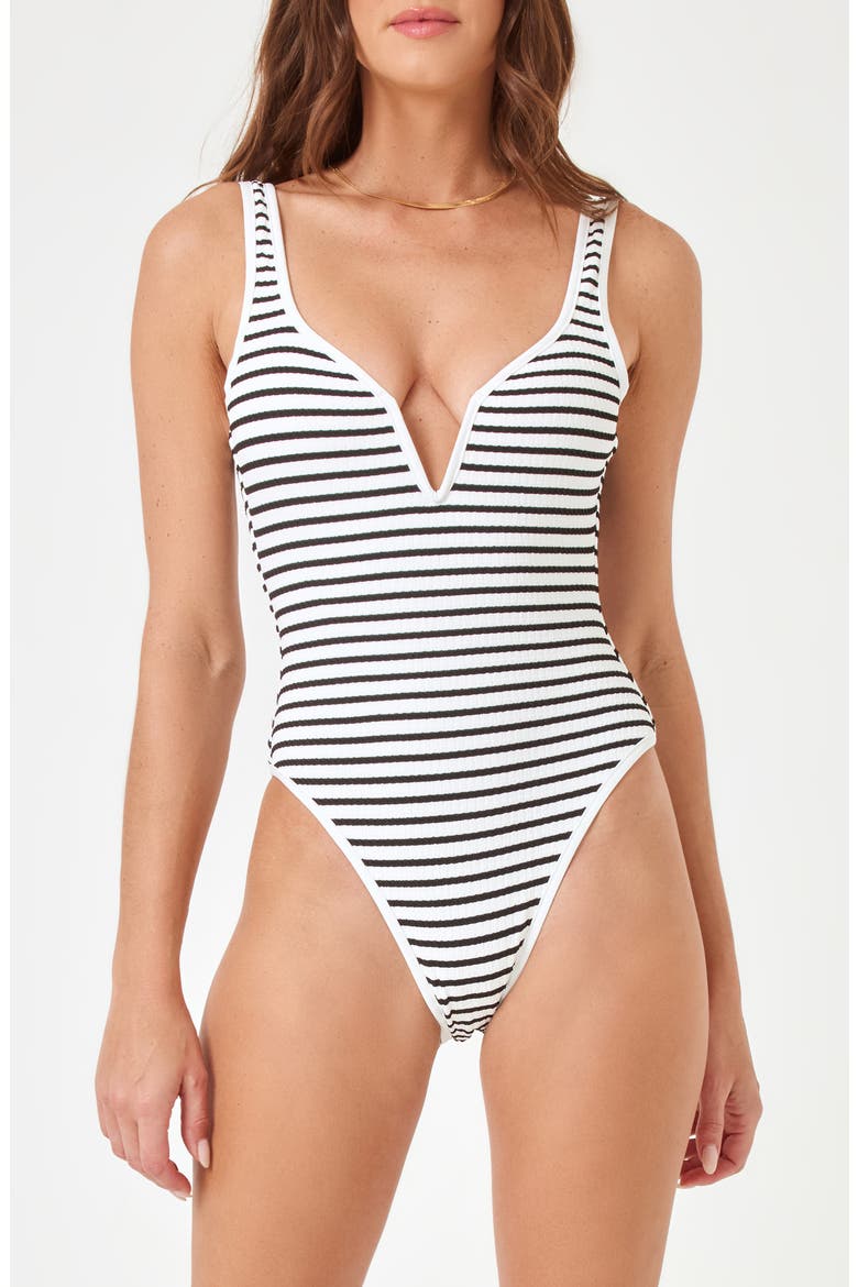 Coco Classic Stripe One-Piece Swimsuit, Main, color, SAIL ALONG STRPE