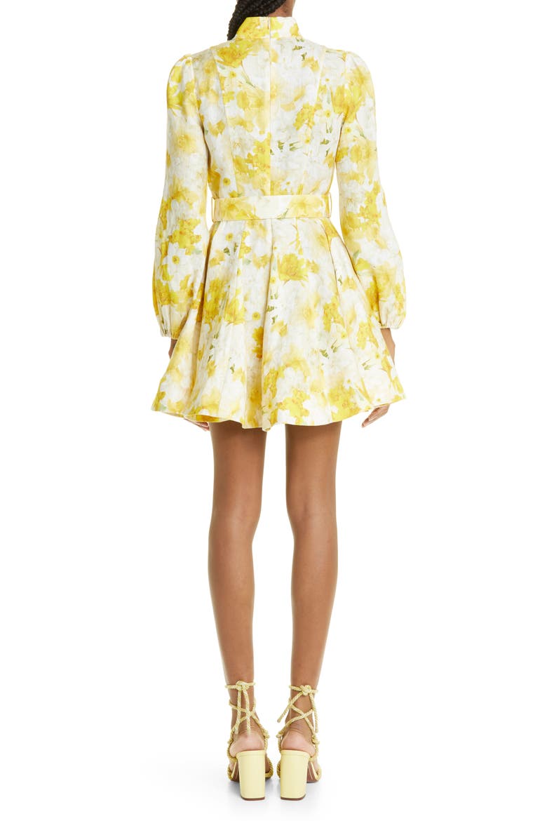 Wonderland Floral Long Sleeve Linen Dress, Alternate, color, DAFFODIL PRINT