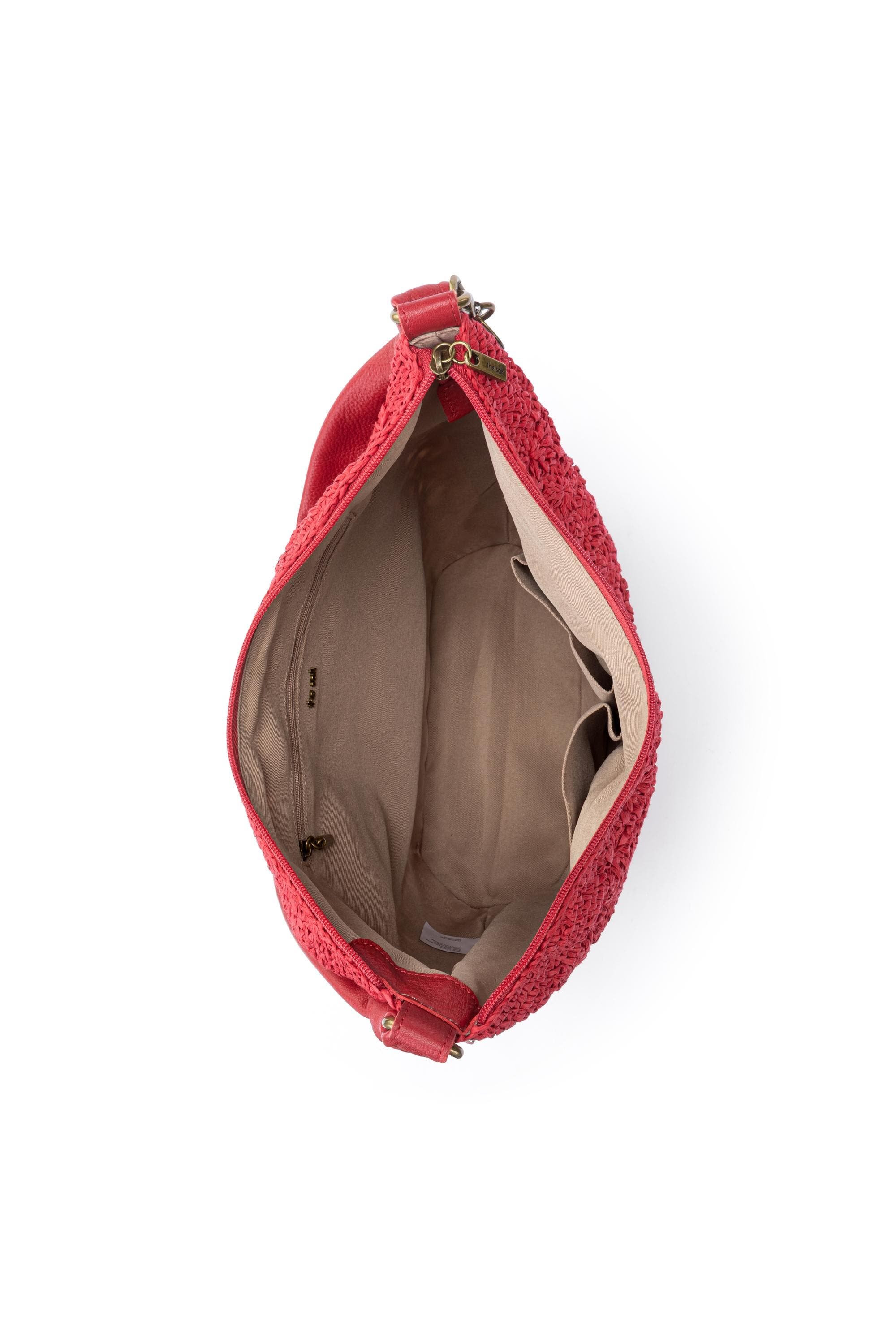 Sequoia Hobo Leather Bag, Alternate, color, Scarlet Primrose Straw