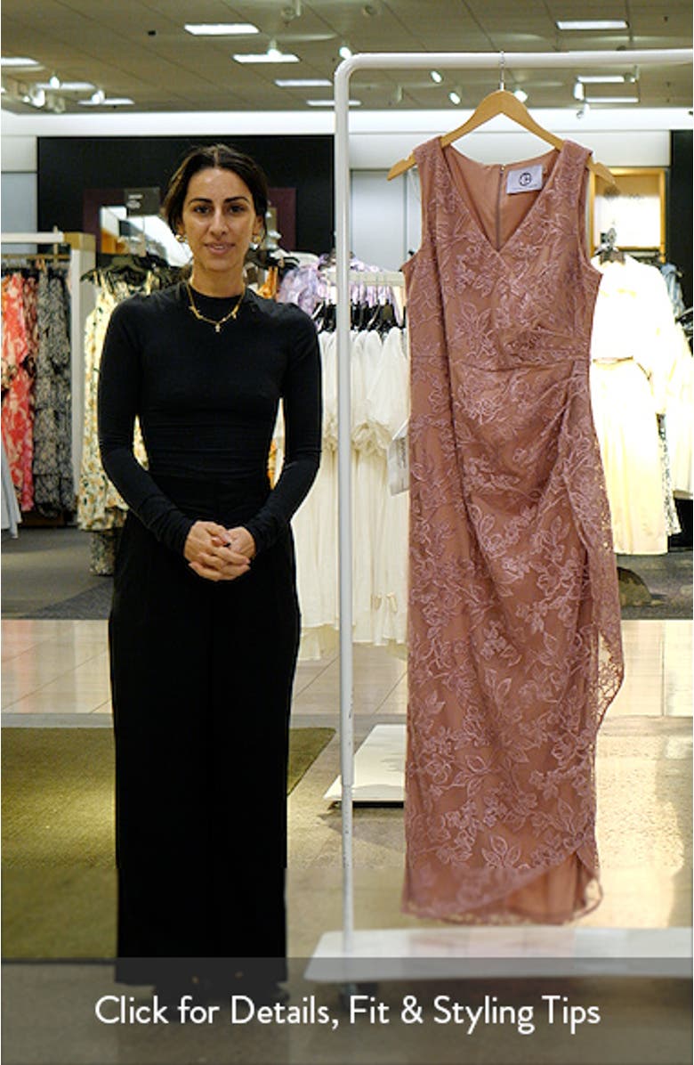 Blakely Floral Embroidery Ruched Gown, sales video thumbnail