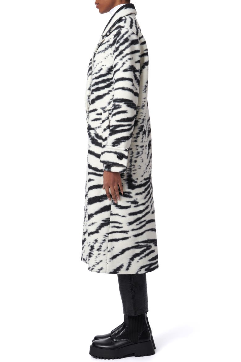 Bengal Tiger Stripe Double-Breasted Coat, Alternate, color, BLACK/ WHITE