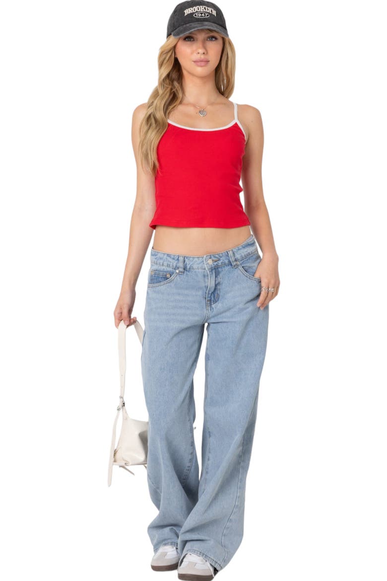Franky Contrast Trim Rib Camisole, Alternate, color, RED