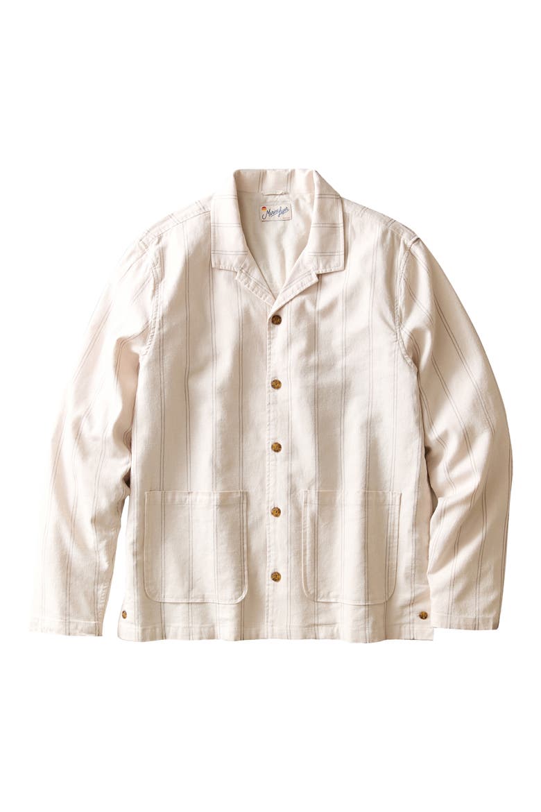 Sergio Hemp Blend Overshirt, Alternate, color, NATURAL/ BROWN STRIPE