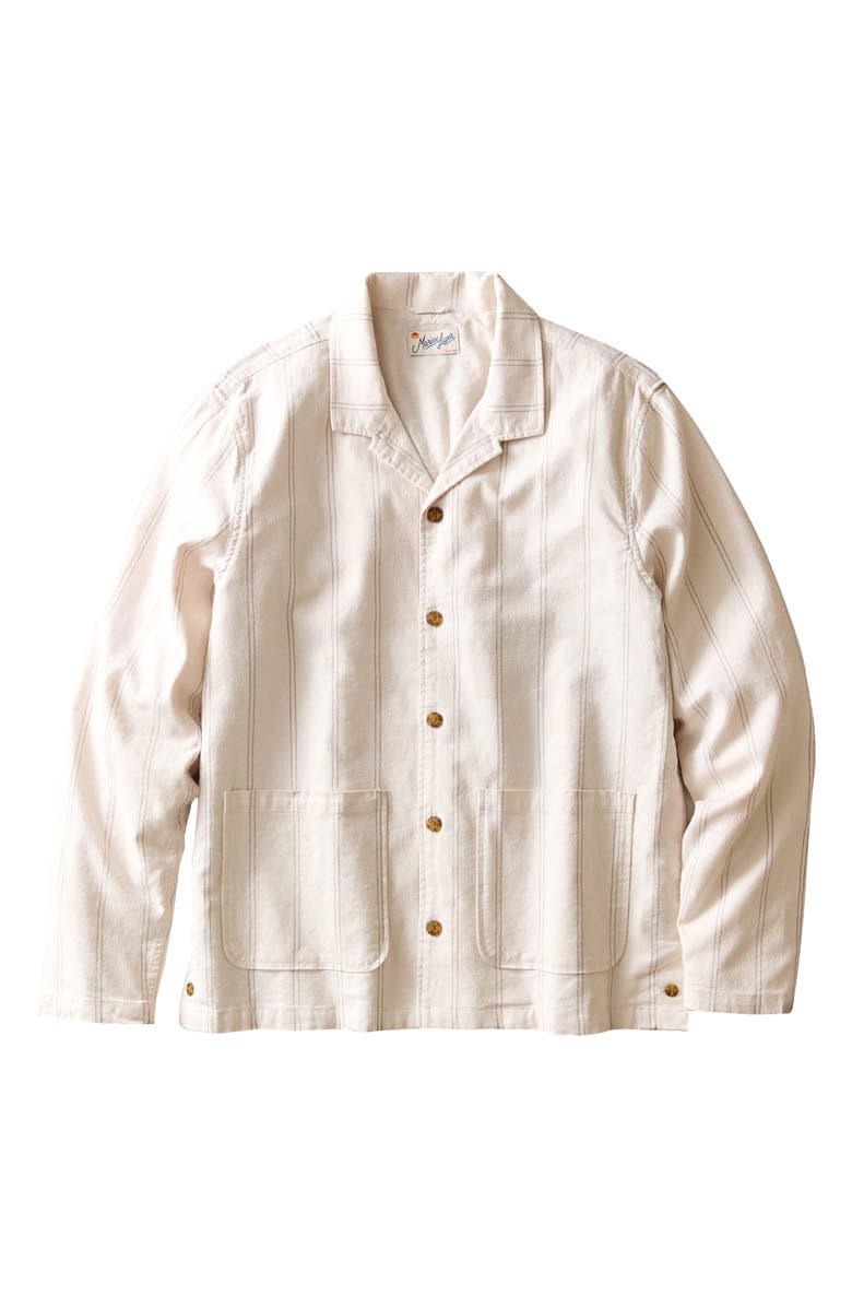 Marine Layer Sergio Hemp Blend Overshirt, Alternate, color, Natural/ Brown Stripe