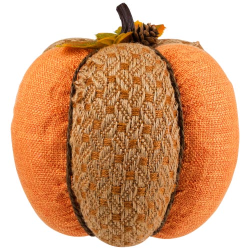 Northlight Woven Jute And Burlap Fall Harvest Pumpkin Decoration In Multi