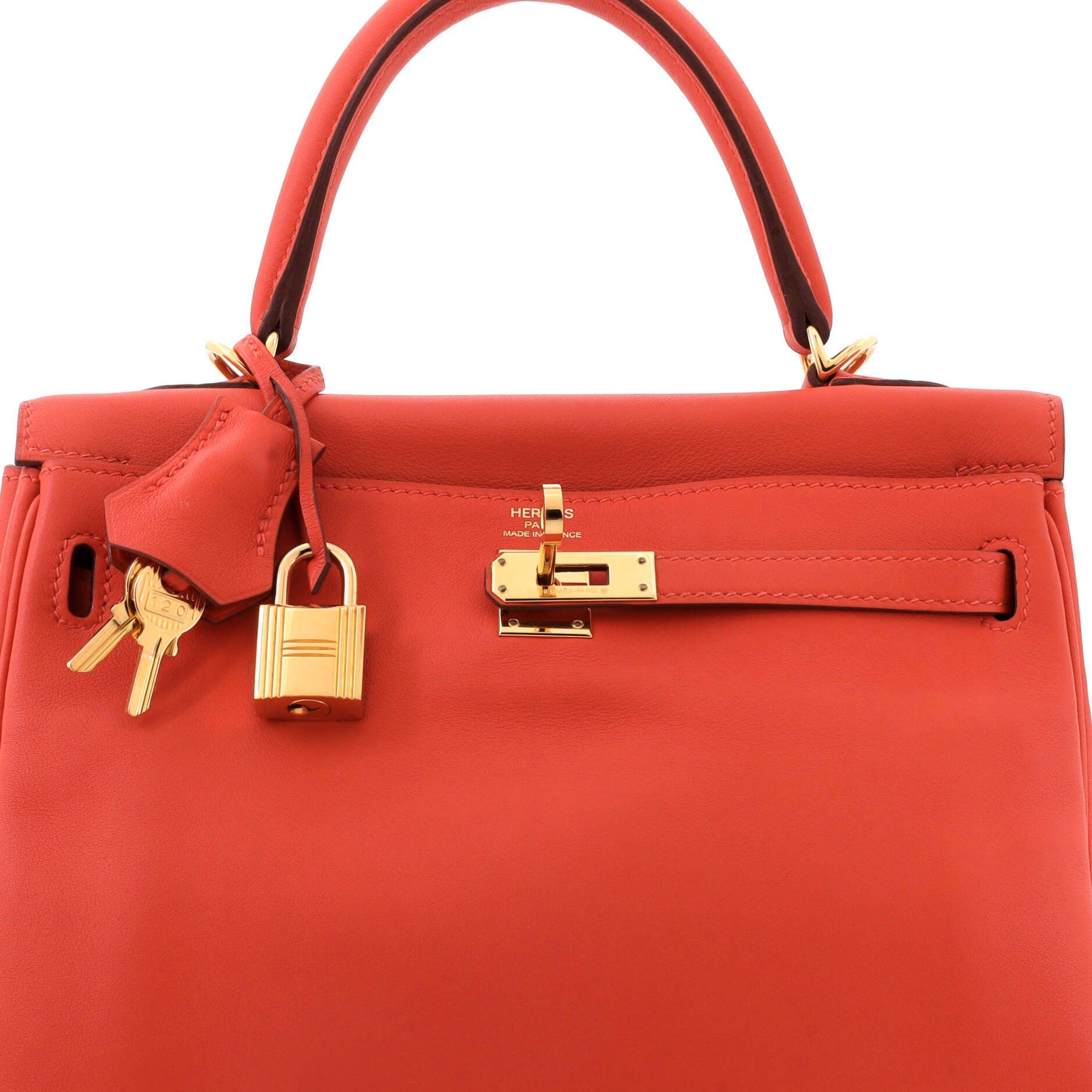 Kelly Handbag Orange Swift with Gold Hardware 25, Alternate, color, Red