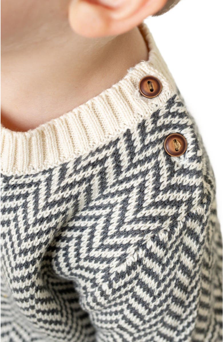 Hope & Henry Baby Boys' Crewneck Pullover Sweater with Elbow Patches, Infant, Alternate, color, Charcoal And Ivory Herringbone