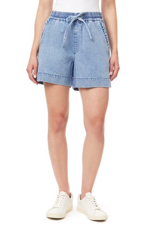 Drapey High Waist Ruffle Denim Shorts (Morgan)