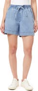 Kensie Drapey High Waist Ruffle Denim Shorts