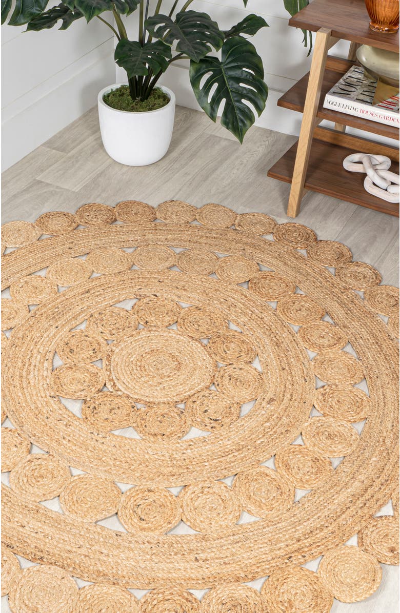 JONATHAN Y Daisy Hippy Jute Medallion Circle Round Area Rug, Alternate, color, Natural