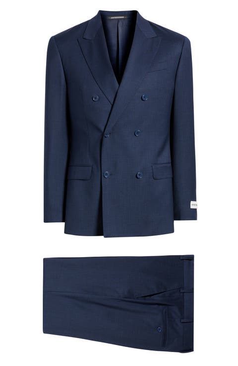 Double Breasted Microcheck Virgin Wool G-Line Suit