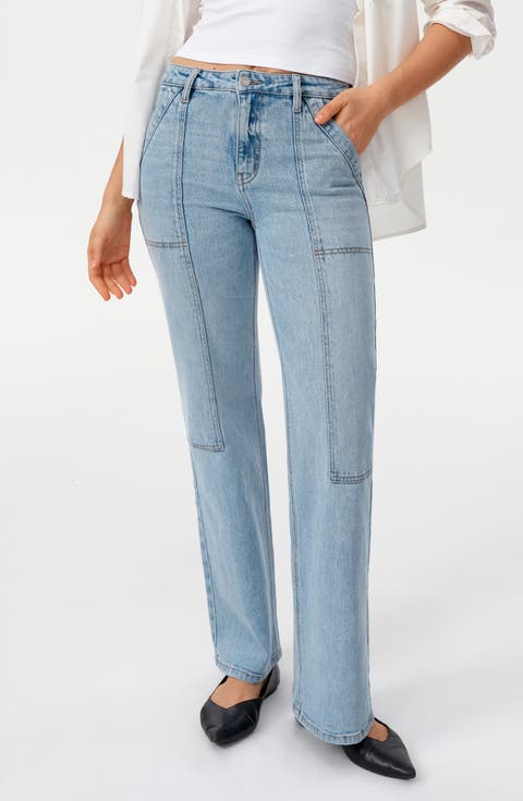 Seamed High Waist Wide Leg Jeans